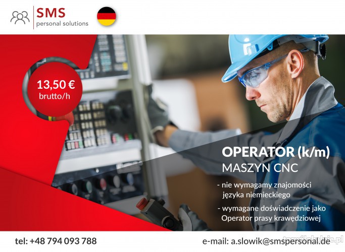 Operator prasy krawędziowej CNC (k/m) – bez znajomości języka niemieckiego