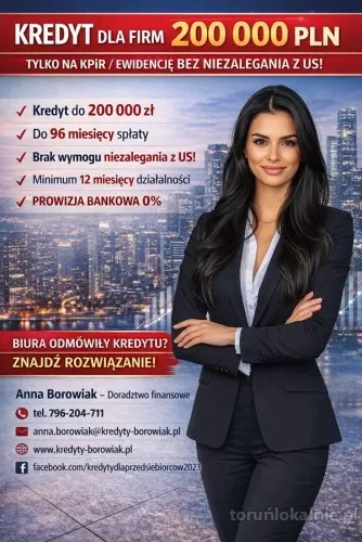 KREDYT DLA FIRM DO 200 000 PLN TYLKO NA KPiR lub EWIDENCJĘ