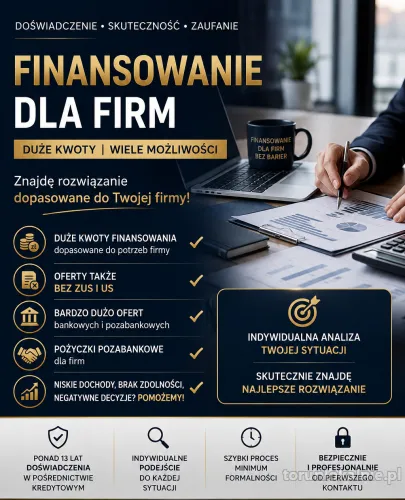 FINANSOWANIE DLA FIRM, RÓWNIEŻ W TRUDNYCH PRZYPADKACH. DUŻE KWOTY.